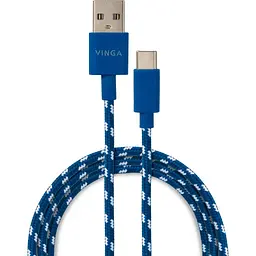 Дата кабель USB 2.0 AM to USB-C 1.0m 2color nylon blue Vinga (VCPDCTCNB31B)