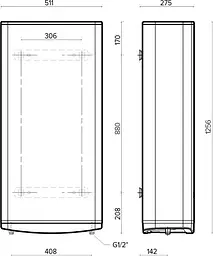Ariston Водонагрівач електр. плаский слім VELIS TECH 100 EU, 100л, 2*1,5кВт, електронне керування, B, Італія, Сірий - мініатюра 3