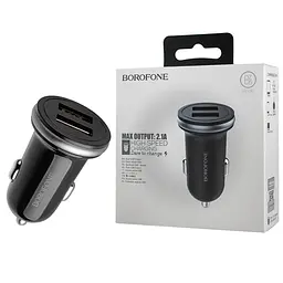 Автомобільне зарядне пристрій BOROFONE BZ5 CarPal dual USB ports 2.1A Чорний