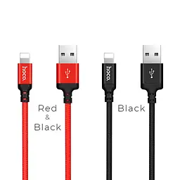 Кабель HOCO X14 USB to iP 2A, 2m, nylon, алюмінієві connectors, Чорний - мініатюра 3