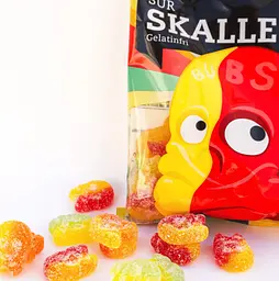 Жувальні цукерки Bubs Sur Skalle Gelatinfri Sour Skull 92г - мініатюра 2