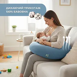 Подушка для вагітних та годування Sei Design трикотаж гіпоалергенна, наволочка з бавовни на блискавці м'ята 30 х 190 см (8000036178*004) - мініатюра 10