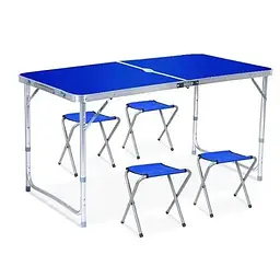 Розкладний стіл Folding Table для відпочинку пікніка кемпінгу 120x60 см + 4 стільці