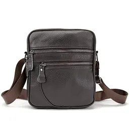Чоловіча шкіряна сумка через плече Tiding Bag M56-3646-1C коричнева - мініатюра 3