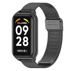 Ремінець металевий Mijobs Milan для фітнес браслета Xiaomi Mi Smart Band 8 Active Black - мініатюра 2