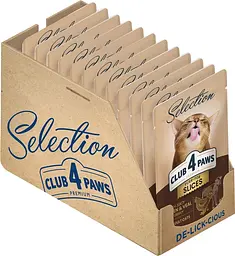 Влажный корм для котов Club 4 Paws Selection с курицей и телятиной в соусе 80 г x 12 B5630901