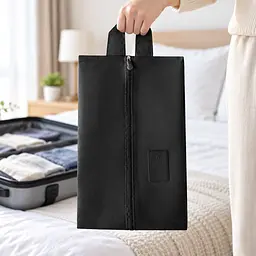 Практична дорожня сумка для взуття 35×23 см, портативна, пилозахисна, чорного кольору KT9002015 - мініатюра 6