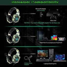Навушники Onikuma Gaming with LED K8 Camouflage-Green - мініатюра 6