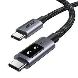 Кабель UGREEN Uno L509 USB-C - USB-C PD 100 Вт з дисплеєм 0,5 м чорно-сірий (45612)