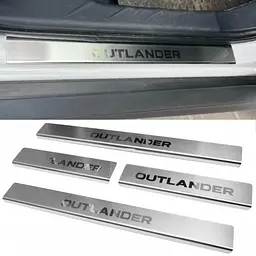 Накладки на пороги для Mitsubishi Outlander XL 2006-2012 Нержавіюча сталь із загином та Логотипом 4 шт (P-MI10)