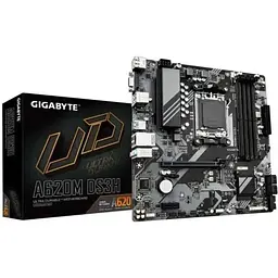Материнська плата AM5 Gigabyte A620M DS3H, A620, 4xDDR5, Int.Video (CPU), 4xSATA3, 1xM.2, 1xPCI-E 4.0 x16, 1xPCI-E 3.0 x1, Realtek 7.1, Realtek 1Gb, 4xUSB3.2/6xUSB2.0, VGA/HDMI/DP, MicroATX