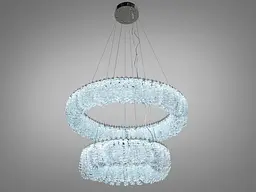 Підвісна люстра Diasha 505-600+400CH LED двоярусна кришталева люстра з регулюванням висоти та пультом, діаметр 60 см