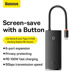 Док-станція мульти - хаб-адаптер Baseus Lite Series 6-Port Usb-C WKQX050101 - мініатюра 8