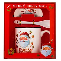 Чашка новорічна Elisey 9150-005-3 Merry Christmas керамічна з ложкою та блюдцем 350 мл Біла - мініатюра 5