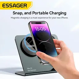 Бездротовий мультизарядний пристрій Essager Ruicheng desktop magnetic suction 15W (3 in 1) black (EWXZM-RC0G-Z) - мініатюра 5