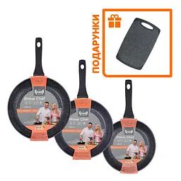 Набір сковорідок 24см, 26см, 28см Prime Chef Krauff + Дошка обробна - мініатюра 6