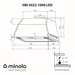 Витяжка повновбудована MINOLA HBI 5622 I 1000 LED - мініатюра 8