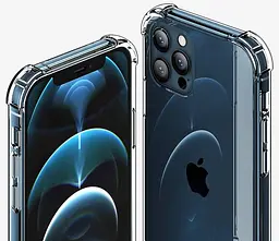 Силіконовий протиударний чохол Case панель + скло 9Н на Iphone 14 Pro із захистом камери прозорий (465645645) - мініатюра 3