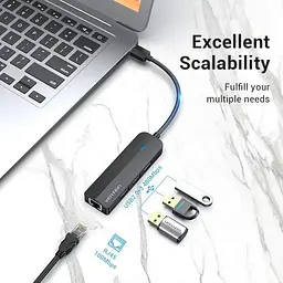 Хаб USB 2.0 -> 3хUSB 2.0/RJ45 100Mb Ethernet Vention - мініатюра 3
