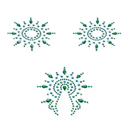 Пестиси Petits Joujoux Gloria set of 3 Green/Blue із кристалів, прикраса на груди та вульву (зелений)