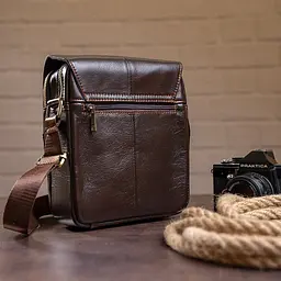 Сумка чоловіча гладка 14733 Vintage коричнева