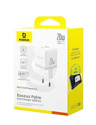 Мережевий зарядний пристрій Baseus Palm Type-C+USB 20 W P10111608213-00 Білий - мініатюра 3