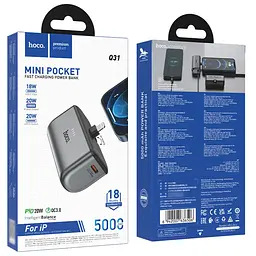 Power bank Hoco Q31 5000mAh PD 20W + кабель Lightning чорний - мініатюра 6