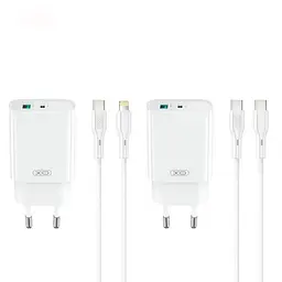 Мережевий зарядний пристрій XO CE30 30W 1USB-A+1USB-C fast charger Білий - мініатюра 3