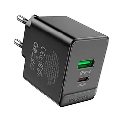 Зарядний пристрій - Адаптер мережевий Borofone BAS14A Erudite charger 2 виходи 1USB + 1Type-C 20W чорний - мініатюра 2