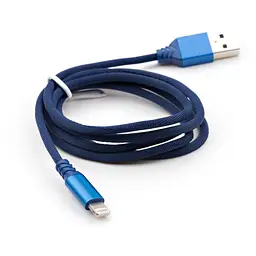 Дата кабель USB 2.0 AM to Lightning nylon 1m blue Vinga (VCPDCLNB21B) - мініатюра 2
