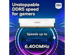 Пам'ять для настільних комп'ютерів Crucial 16 GB DDR5 6400 MHz Pro Overclocking White (CP16G64C32U5W) - мініатюра 7