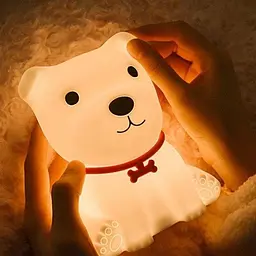 Декоративний нічник Puppy LJC-148 цуценя дитячий силіконовий світильник для сну іграшка білий - мініатюра 2