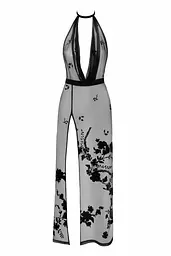 Сукня Noir Handmade F312 Divinity, XL, black, прозора, до підлоги, відкрита спина, розріз збоку - мініатюра 4