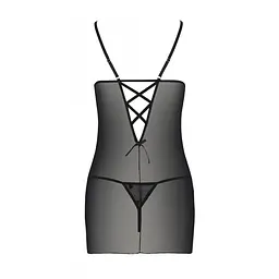 Сорочка з вирізами на грудях, стрінги Passion LOVELIA CHEMISE XXL/XXXL, black - мініатюра 6