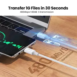 Дата кабель USB-C to USB-C 0.5m 3A 60W US264 white Ugreen (60517) - мініатюра 5