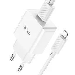 Комплект адаптер і кабель Hoco C106A Lightning Cable Leisure single port charger білий - мініатюра 7
