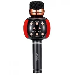 Бездротовий караоке Bluetooth мікрофон з динаміком 5 тембрів голосу USB AUX FM Wster WS-2911 чорно-червоний - мініатюра 1