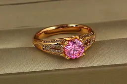 Кільце Xuping Jewelry вишневий аромат з рожевим каменем р 16 золотисте