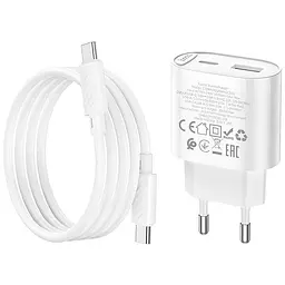 МЗП Hoco C109A Fighter PD20W+QC3.0 (1USB-A/1C) + кабель Type-C to Type-C White - мініатюра 6