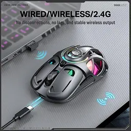 Комп'ютерна мишка Onikuma бездротова ігрова DM-02 Pro з 3 режими підключення Bluetooth / 2.4G / Type-C акумуляторна RGB підсвітка для ПК - мініатюра 5