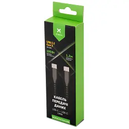 Дата кабель USB-C to USB-C 1.2m UBS3.2 Gen2 10G 100W Chip Silicon Black Vinga (VCPDCCC31012SB) - мініатюра 5