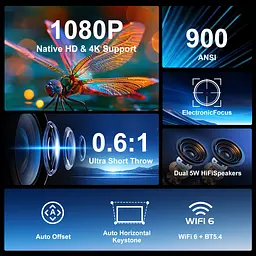 Мультимедійний смарт-проектор з автофокусом Magcubic HY450 Android 14, chip H726, 8K24fps, 2GB/16GB домашній кінотеатр Black White (19397) - мініатюра 3