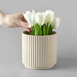 Ваза-кашпо МВМ My Home, 13 см, бежева (DH-FLOWERS-24 M BEIGE) - мініатюра 2