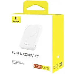 Портативний зарядний пристрій Baseus Magnetic Mini 6000 mAh 20W White - мініатюра 6