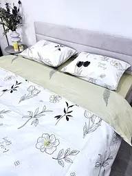 Простирадло без резинки Ecotton Євро 220х240 см із сатину зеленого кольору 24303 (25358) - мініатюра 2