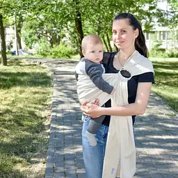 Слінг з кільцями для новонароджених малюків з народження до 36 місяців Coolbabka Бежевий