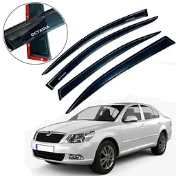 Дефлектори вікон вітровики для Skoda Octavia A5 2004-2014 Liftback Хетчбек Гнучкі (Acrylic) - мініатюра 4