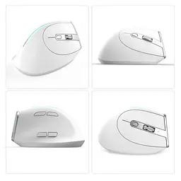 Вертикальна миша бездротова Zelotes F-36 з акумулятором та RGB підсвічуванням 2,4G+Bluetooth White - мініатюра 4