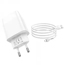 Зарядний пристрій 220 В 2 USB з кабелем USB Hoco з екраном - мініатюра 5