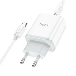 Зарядний адаптер Hoco C105A 20W Type-C і USB зі швидким заряджанням і LED-підсвіткою - мініатюра 4